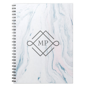 Mit Monogramm Pastel Marble Stone Notizblock