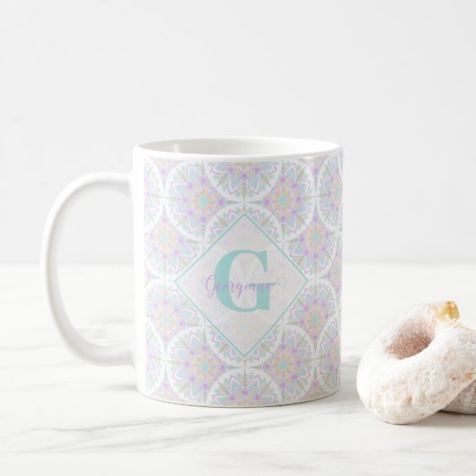 Mit Monogramm Pastel Rainbow Sundae Kaffeetasse (Mit Donut)