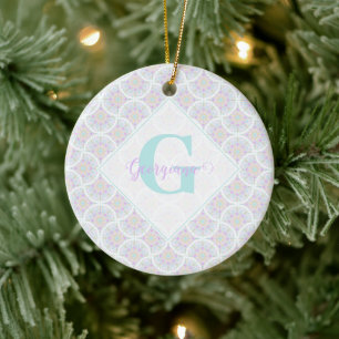 Mit Monogramm Pastel Rainbow Sundae Keramik Ornament