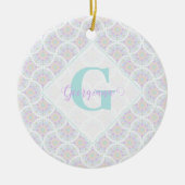 Mit Monogramm Pastel Rainbow Sundae Keramik Ornament (Vorne)