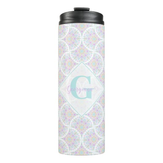 Mit Monogramm Pastel Rainbow Sundae Thermosbecher (Vorderseite)