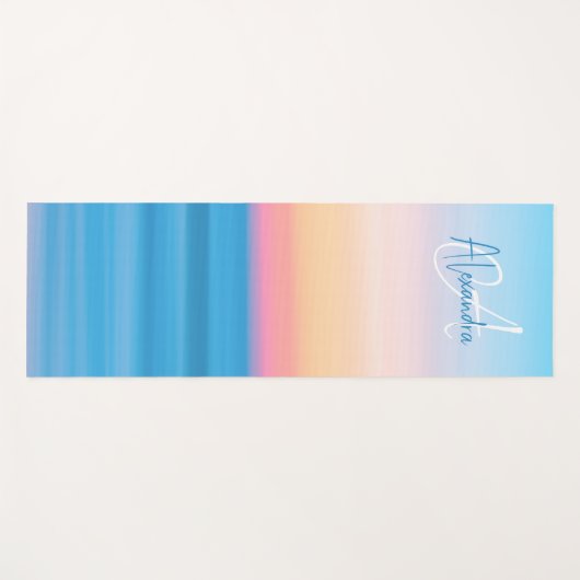 Mit Monogramm Pastell Beach Sunset Custom Yogamatte (Vorderseite (Horizontal))