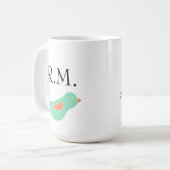 Mit Monogramm Pastell Green Bird Kaffeetasse (Vorderseite Links)