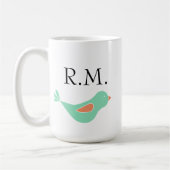 Mit Monogramm Pastell Green Bird Kaffeetasse (Links)