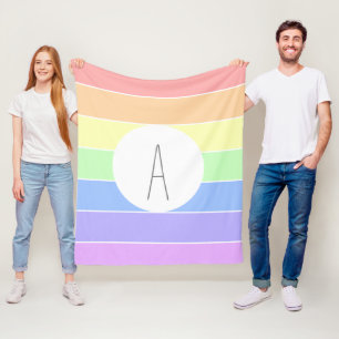 mit Monogramm Pastell Rainbow Farbige Streifen Fleecedecke