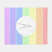 Mit Monogramm Pastell Rainbow Farbige Streifen Fleecedecke (Vorderseite (Horizontal))