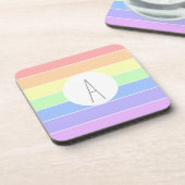 Mit Monogramm Pastell Rainbow Farbige Streifen Getränkeuntersetzer (Linke Seite)