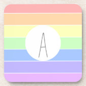 Mit Monogramm Pastell Rainbow Farbige Streifen Getränkeuntersetzer (Vorderseite)