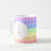Mit Monogramm Pastell Rainbow Farbige Streifen Kaffeetasse (Vorderseite Links)