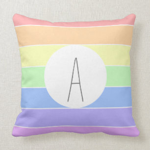 mit Monogramm Pastell Rainbow Farbige Streifen   Kissen