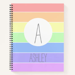 Mit Monogramm Pastell Rainbow Farbige Streifen Notizblock