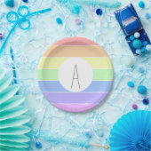 Mit Monogramm Pastell Rainbow Farbige Streifen Pappteller (Party)