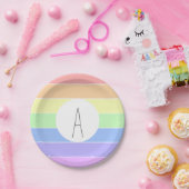 Mit Monogramm Pastell Rainbow Farbige Streifen Pappteller (Party)
