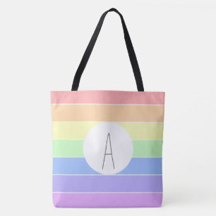 Mit Monogramm Pastell Rainbow Farbige Streifen Tasche