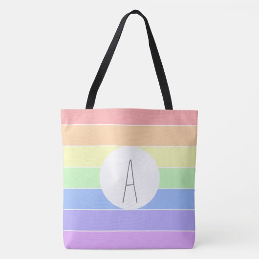 Mit Monogramm Pastell Rainbow Farbige Streifen Tasche (Vorderseite)