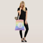 Mit Monogramm Pastell Rainbow Farbige Streifen Tasche (Am Model)