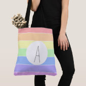 Mit Monogramm Pastell Rainbow Farbige Streifen Tasche (Von Nahem)