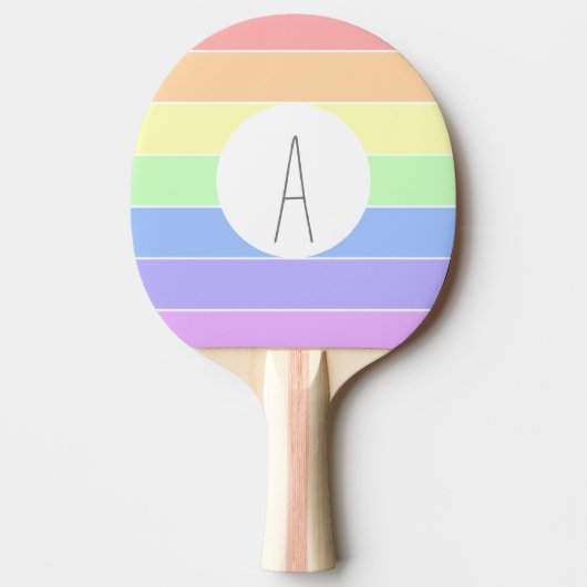Mit Monogramm Pastell Rainbow Farbige Streifen Tischtennis Schläger (Vorderseite)