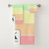 Mit Monogramm Pastell-Regenbogen Farbige Streifen  Badhandtuch Set (Insitu)