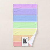 Mit Monogramm Pastell-Regenbogen Farbige Streifen  Badhandtuch Set (Handtuch)