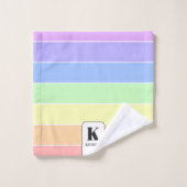 Mit Monogramm Pastell-Regenbogen Farbige Streifen  Badhandtuch Set (Waschlappen)