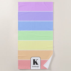 Mit Monogramm Pastell-Regenbogen Farbige Streifen  Strandtuch