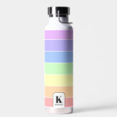 Mit Monogramm Pastell-Regenbogen Farbige Streifen Trinkflasche (Links)