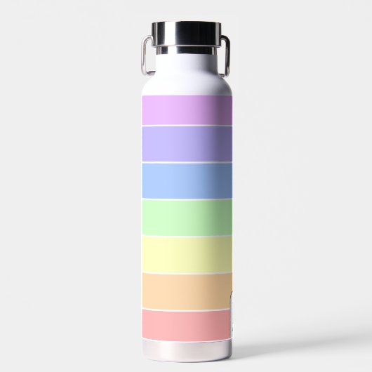 Mit Monogramm Pastell-Regenbogen Farbige Streifen Trinkflasche (Vorne)