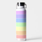 Mit Monogramm Pastell-Regenbogen Farbige Streifen Trinkflasche (Rückseite)
