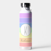 Mit Monogramm Pastell-Regenbogenfarben Streifen Trinkflasche (Links)