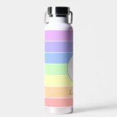 Mit Monogramm Pastell-Regenbogenfarben Streifen Trinkflasche (Vorne)
