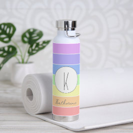 Mit Monogramm Pastell-Regenbogenfarben Streifen Trinkflasche