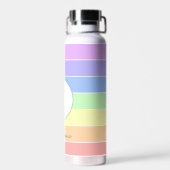 Mit Monogramm Pastell-Regenbogenfarben Streifen Trinkflasche (Rückseite)