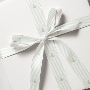 Mit Monogramm Pastellfarbe Grün und Weiß Streifen Ripsband