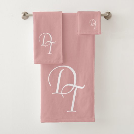 Mit Monogramm - pastellrosa Badhandtuch Set (Insitu)