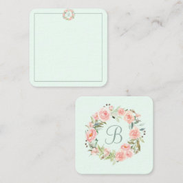 Mit Monogramm Pastellrosa Blume Kreidediar Mitteilungskarte