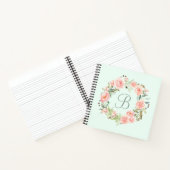 Mit Monogramm Pastellrosa Blume Kreidediar Notizblock (Innenseite)