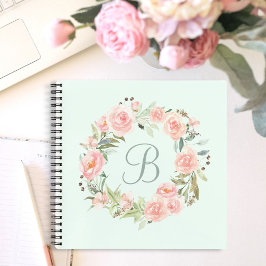 Mit Monogramm Pastellrosa Blume Kreidediar Notizblock