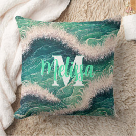 Mit Monogramm Pastellwasserwellen Kissen