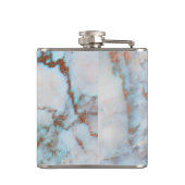 Mit Monogramm Pasteltöne Marmorstein Flachmann (Rückseite)