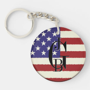 Mit Monogramm patriotische amerikanische Flagge Schlüsselanhänger