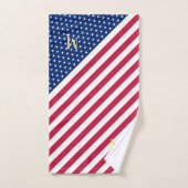 Mit Monogramm, patriotische Rote Blaue Stangen Str Badhandtuch Set (Handtuch)