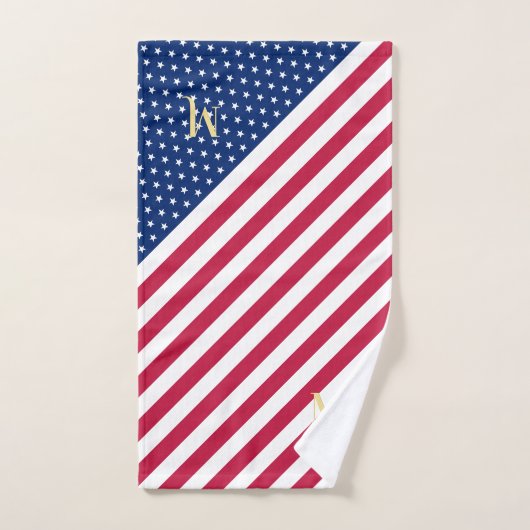 Mit Monogramm, patriotische Rote Blaue Stangen Str Badhandtuch Set (Handtuch)