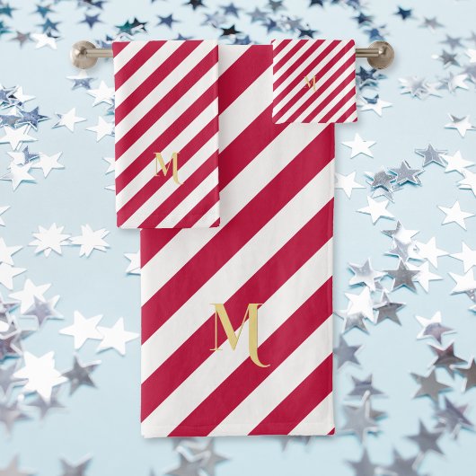 Mit Monogramm, patriotische Rote Blaue Stangen Str Badhandtuch Set