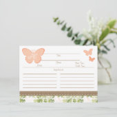 Mit Monogramm Peach Butterfly Rezept Karte (Stehend Vorderseite)