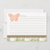 Mit Monogramm Peach Butterfly Rezept Karte (Rückseite)