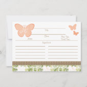 Mit Monogramm Peach Butterfly Rezept Karte (Vorderseite)