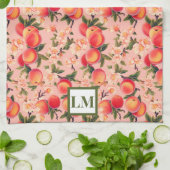 Mit Monogramm Peachy Watercolor Bliss, Peach Theme Geschirrtuch (Gefaltet)