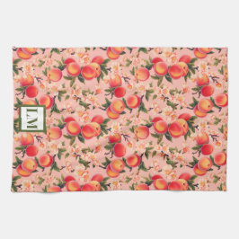 Mit Monogramm Peachy Watercolor Bliss, Peach Theme Geschirrtuch