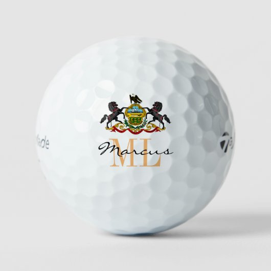 Mit Monogramm Pennsylvania Flag & Pennsylvania, US Golfball (Vorderseite)